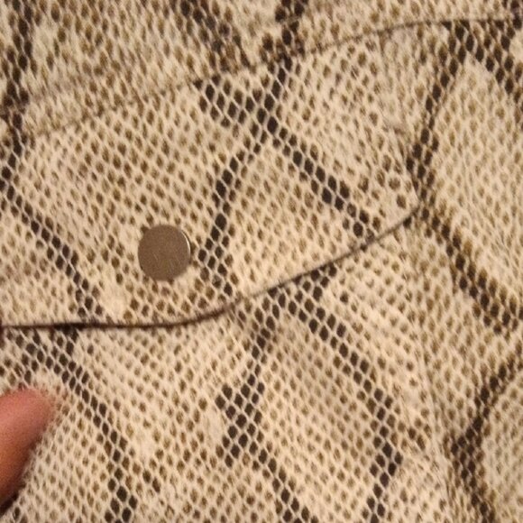 She + Sky Black and White Snake Print Jean Jacket - Picture 7 of 16